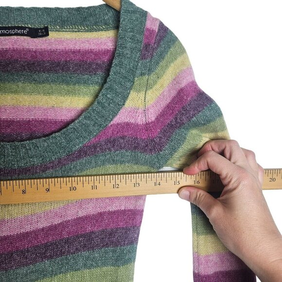 Atmosphere‎ Knit Striped Lambswool & Nylon Blend Sweater Pullover Sz 8-10 Fits S - Picture 6 of 10